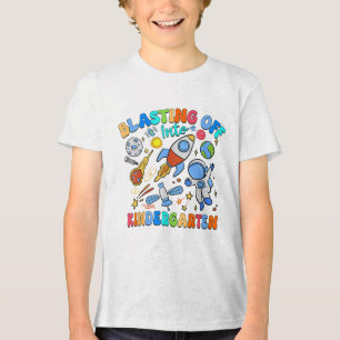 Blasting Off Into Kindergarten Back To School Tri-Blend Shirt