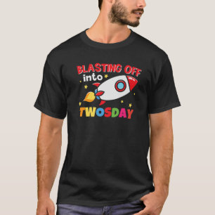 Blasting Off Twosday 2/22/2022 School Teacher Febr T-Shirt