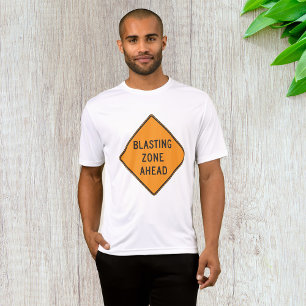 Blasting Zone Ahead Road Sign Mens Active T-Shirt