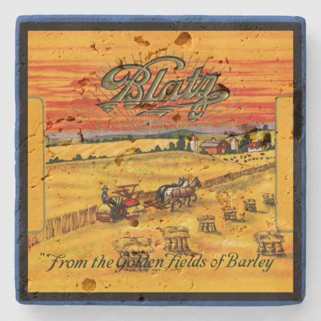 Blatz Beer Label Tile Stone Coaster (Front)