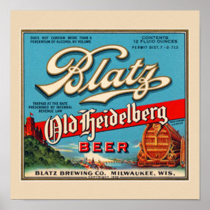Blatz Old Heidelberg Vintage Beer Label Restored Poster