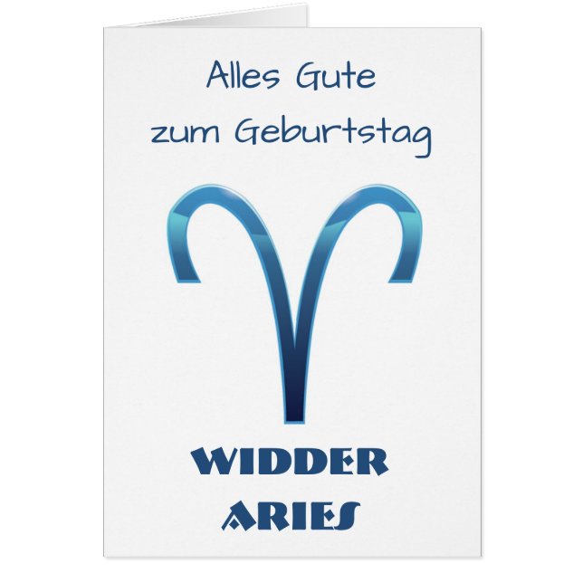 Blau Alles Gute zum Geburtstag Widder Aries Zodiac (Front)