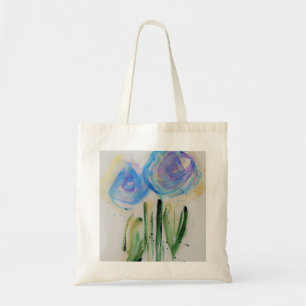 blaue abstrakte Blumen Tote Bag