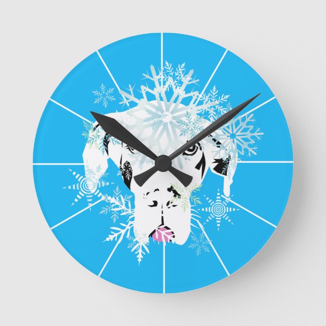 Blaue Deutsche Dogge Round Clock (Front)