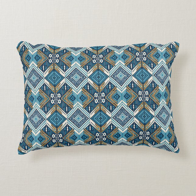 Blaue symetrisches Boho Muster 18583 b xl Decorative Cushion (Front)