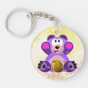Blauer Honig Bär Key Ring