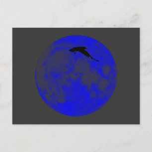 Blauer Mond Raben Blue Moon Raven Postcard