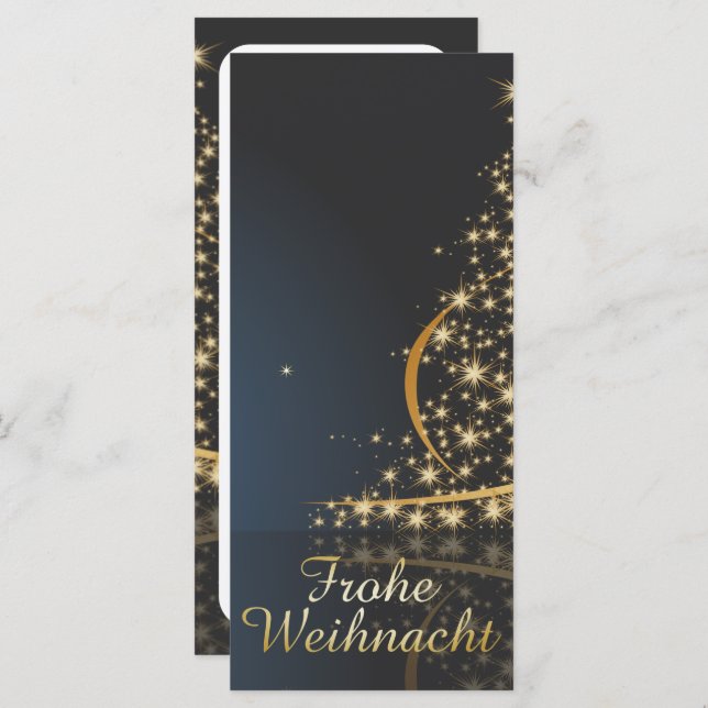 Blaues Weihnachtsmotiv mit goldenem Weihnachtsbaum (Front/Back)