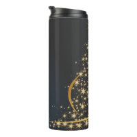 Blaues Weihnachtsmotiv mit goldenem Weihnachtsbaum
