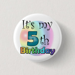 Blauwe It's my 5th Birthday 3 Cm Round Badge