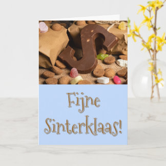 Blauwe Sinterklaas Wenskaart met Snoepgoed Card