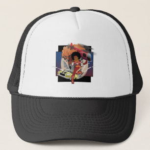 blaxploitation afro spy trucker hat