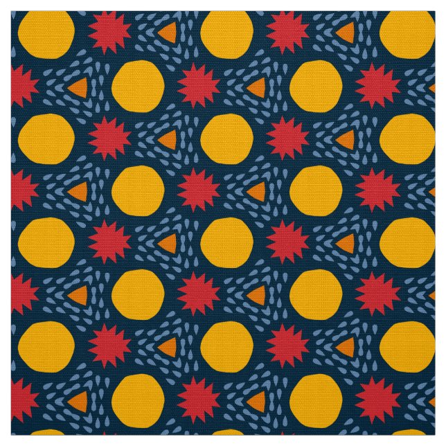 BLAZE - Primary Colour Geometric Kid Shapes on Blu Fabric (Swatch)