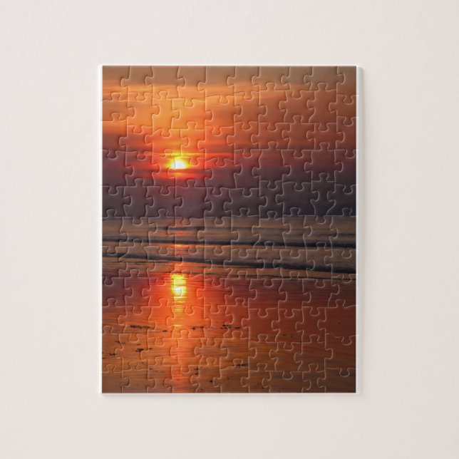 Blazing Beach Sunset  -  8x10  -  110 pcs. Jigsaw Puzzle (Vertical)