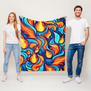 Blazing Blue Abstract Fleece Blanket
