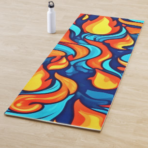 Blazing Blue Abstract Yoga Mat