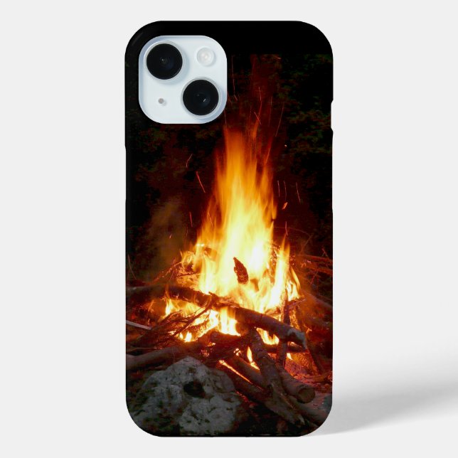 Blazing Campfire, Stones, Firewood Night Case-Mate iPhone Case (Back)