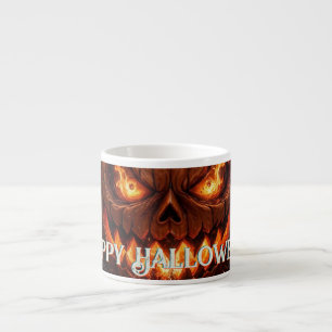 Blazing-Eyed Pumpkin Happy Halloween Autumn Espresso Cup