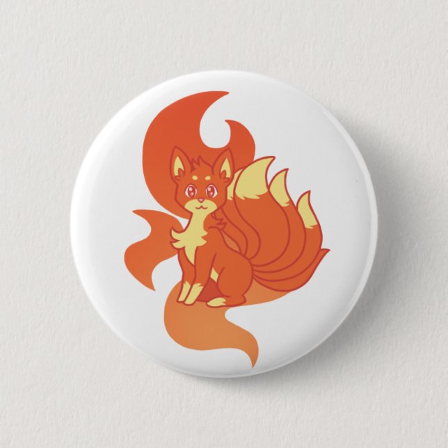 Blazing Fire kitsune button  (Front)