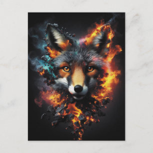 Blazing Fox Fantasy Fire Spirit Artwork Postcard