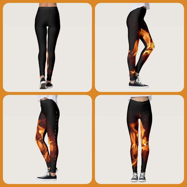Blazing Hot Flames on Black Leggings (Creator Uploaded)