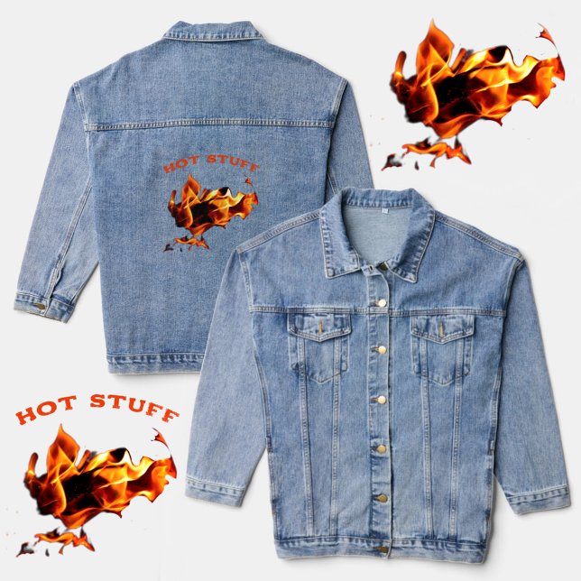 Blazing Hot Flames Photographic Fire Denim Jacket (Creator Uploaded)
