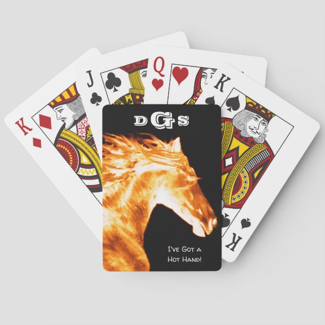 Blazing Hot Horse Monogram Playing Cards (Back)