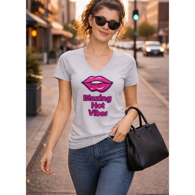 Blazing Hot Vibes Women’s Basic V-Neck T-Shirt by  (Creator Uploaded)