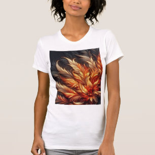 Blazing Phoenix Bloom — Fiery Feather Floral T-Shirt