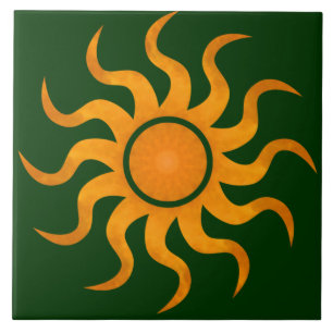 Blazing Sun Dark Green Tile - Large