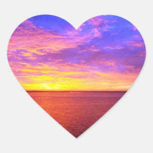 Blazing Sunset Heart Sticker