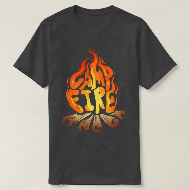 Blazing Warming Campfire On Camping T-Shirt (Design Front)