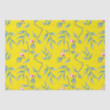 Blazing Yellow Floral Tissue Paper