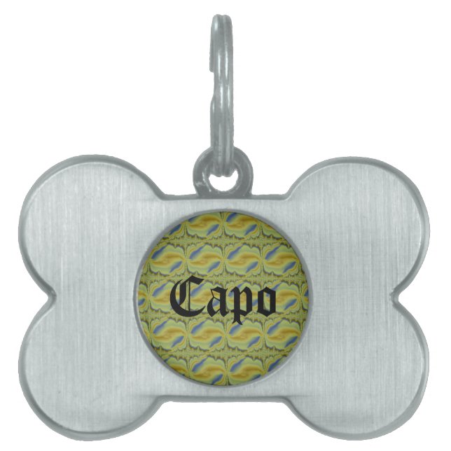 ble yellow abstract in retrostyle pet tag (Front)