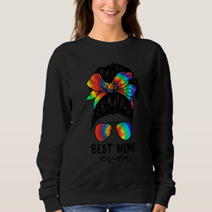 Bleach Best Mimi Ever Tie Dye Messy Bun Hair Mothe Sweatshirt