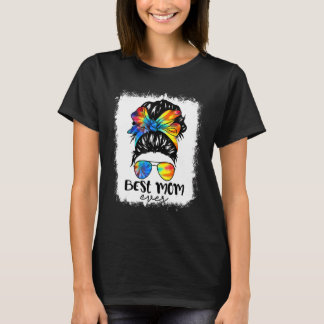 Bleach Best Mum Ever Tie Dye Messy Bun Hair Mother T-Shirt