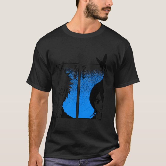Bleach Ichigo Rukia Half Faces T-Shirt (Front)