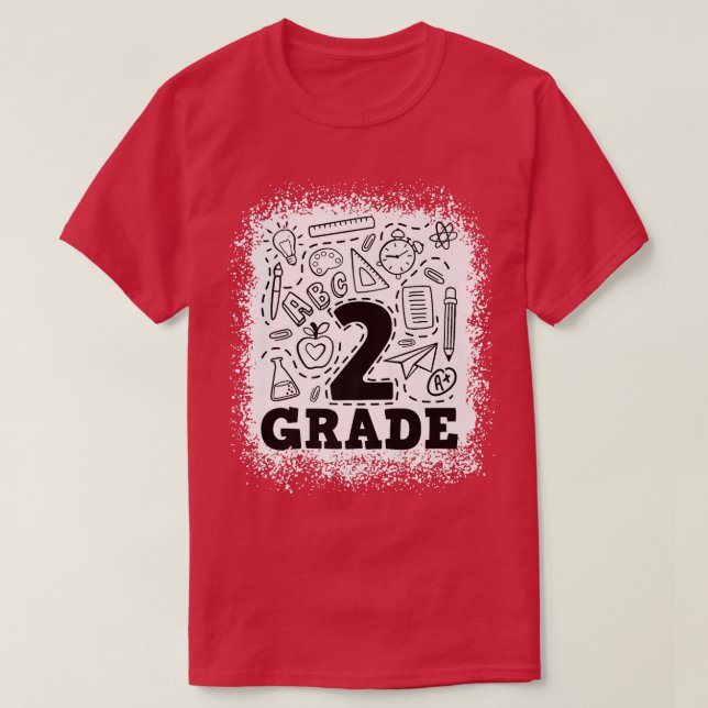 Bleached 2nd Grade Typography Team 2nd Grade Back  T-Shirt (Design Front)