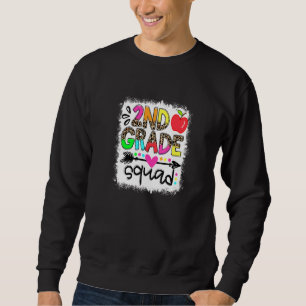 Bleached 2nd Second Grade Squad Boho Teacher Back Sweatshirt