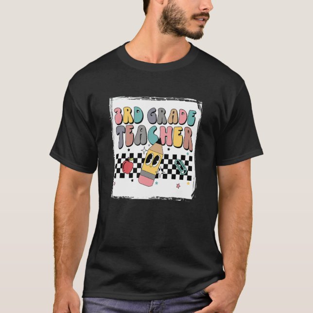 Bleached 3rd Third Grade Teacher Back To School Te T-Shirt (Front)
