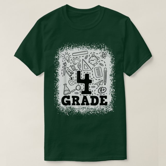 Bleached 4th Grade Typography Team 4th Grade Back  T-Shirt (Design Front)