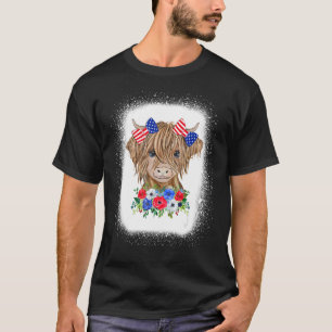 Bleached 4th Of July Long Haired Calf USA Patrioti T-Shirt