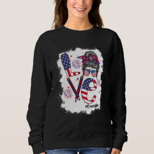 Bleached 4th Of July Love Counselor US Flag Messy  Sweatshirt
