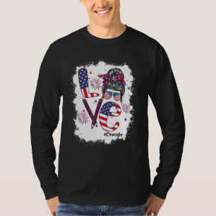 Bleached 4th Of July Love Counselor US Flag Messy  T-Shirt