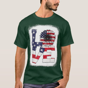 Bleached 4th Of July Love Sunflower Patriotic Amer T-Shirt