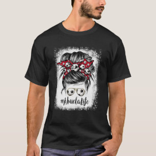 Bleached Abuela Life Soccer Mothers Day Messy Bun T-Shirt
