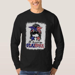 Bleached All American Grandma Glasses Usa Flag 4th T-Shirt