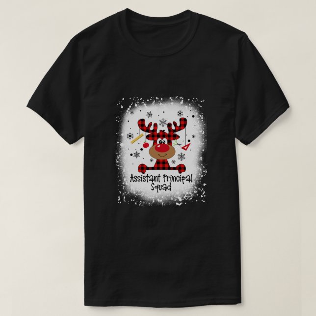 Bleached Assistant Principal Squad Reindeer Funny  T-Shirt (Design Front)