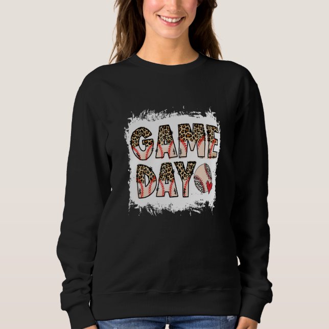 Bleached Ball Game Day Vibes Heart Leopard Ball Mo Sweatshirt (Front)