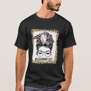 Bleached Ball Grammy Messy Bun Game Day Mothers Da T-Shirt
